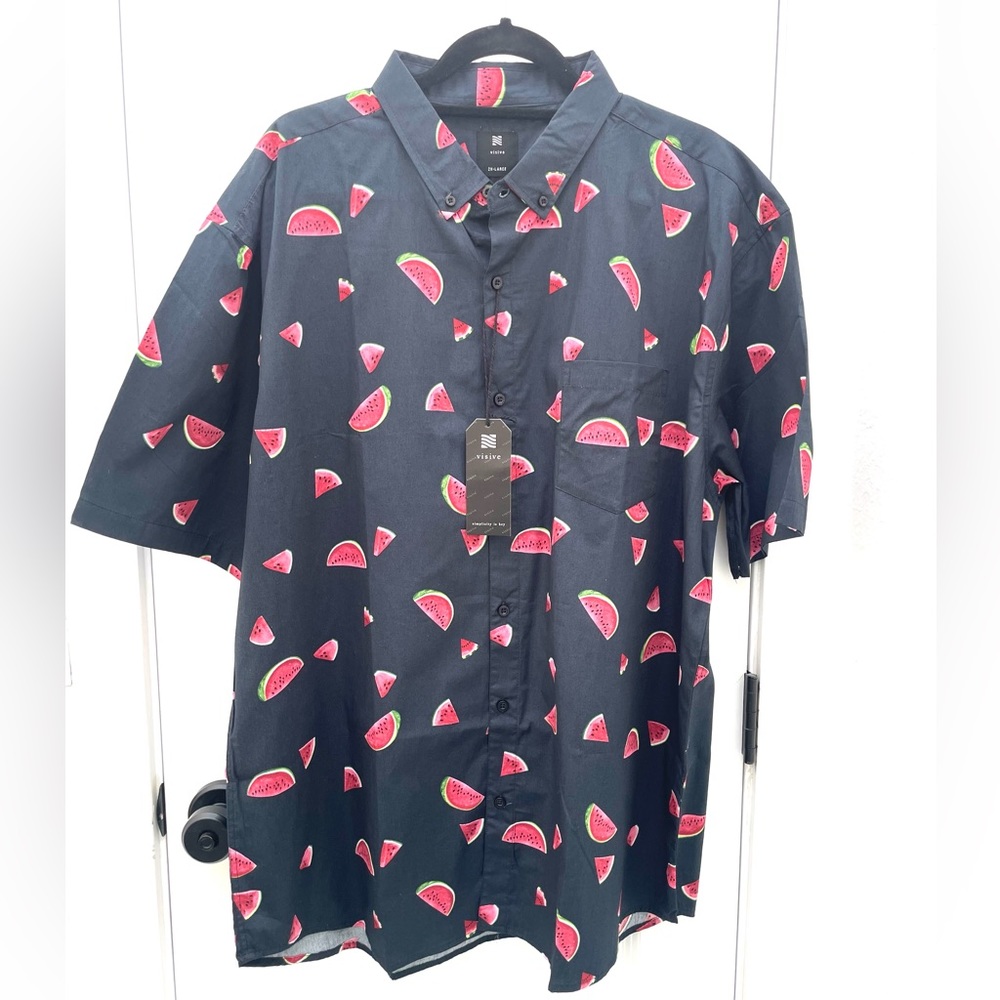 Men’s black watermelon button down